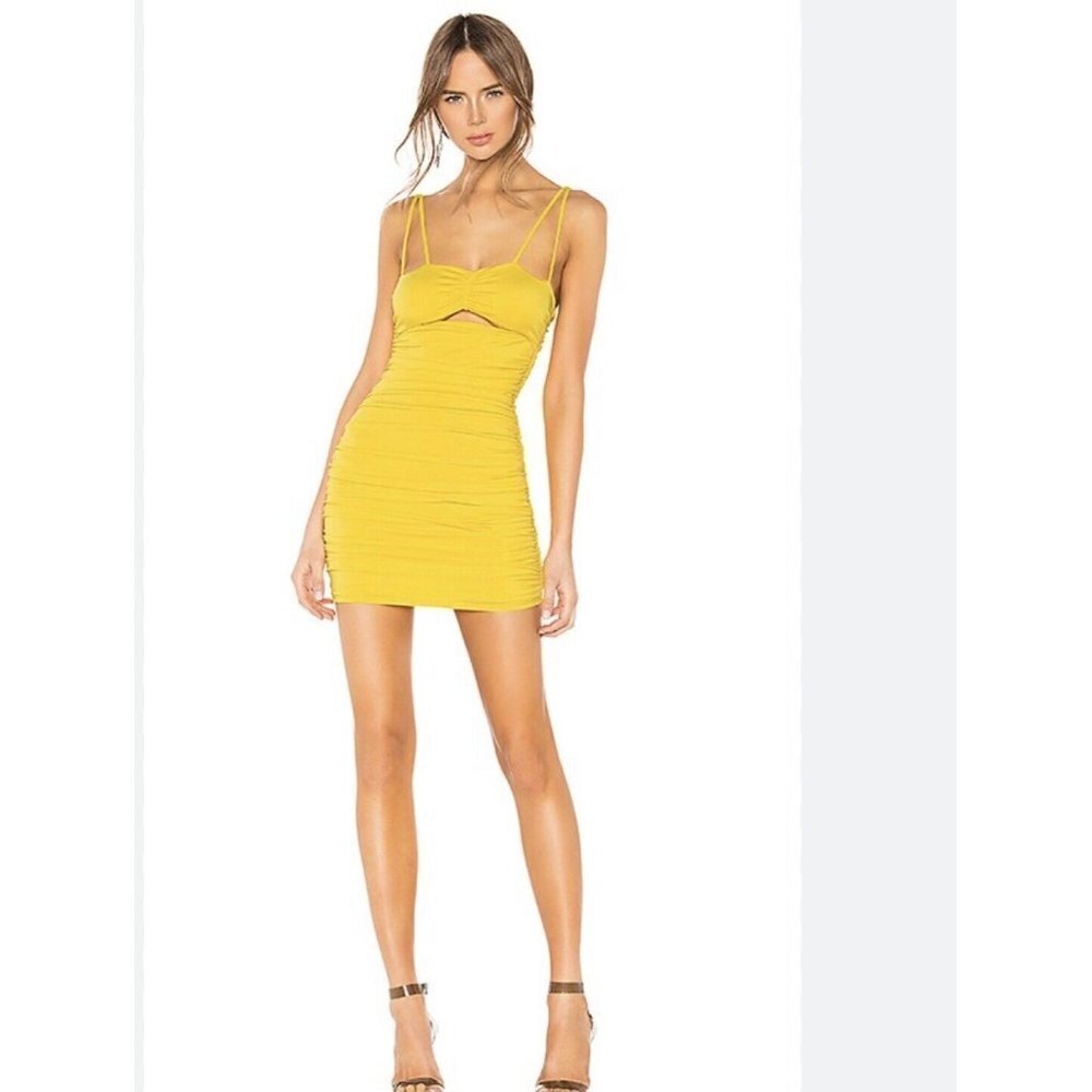 Hours Revolve Zaylee Mini Dress Size S Sleeveless Yellow Cut Out